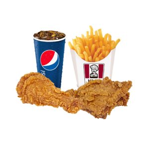 1 chicken drumstick + 1 chicken back  + 1 Pqt fries + 1 cup Pepsi