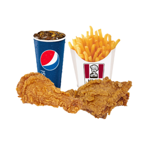 1 chicken drumstick + 1 chicken back  + 1 Pqt fries + 1 cup Pepsi