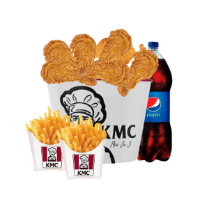 7 chicken drumsticks + 2 pkt fries + 1L Pepsi